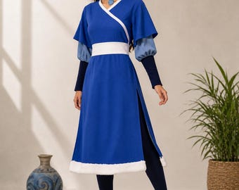 Katara-inspiriertes Kostüm für Erwachsene – Cosplay-Kleid und Leggings des Wasserstammes