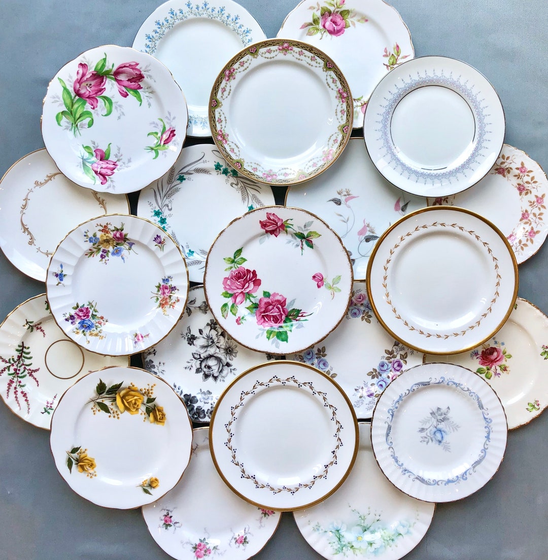12 16 Vintage Mismatched Dessert / Side / Bread and Butter Plates. Mix