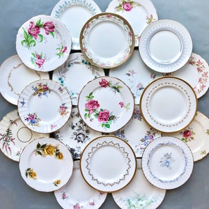 12  vintage mismatched dessert / side / bread and butter plates. Mix and match plates