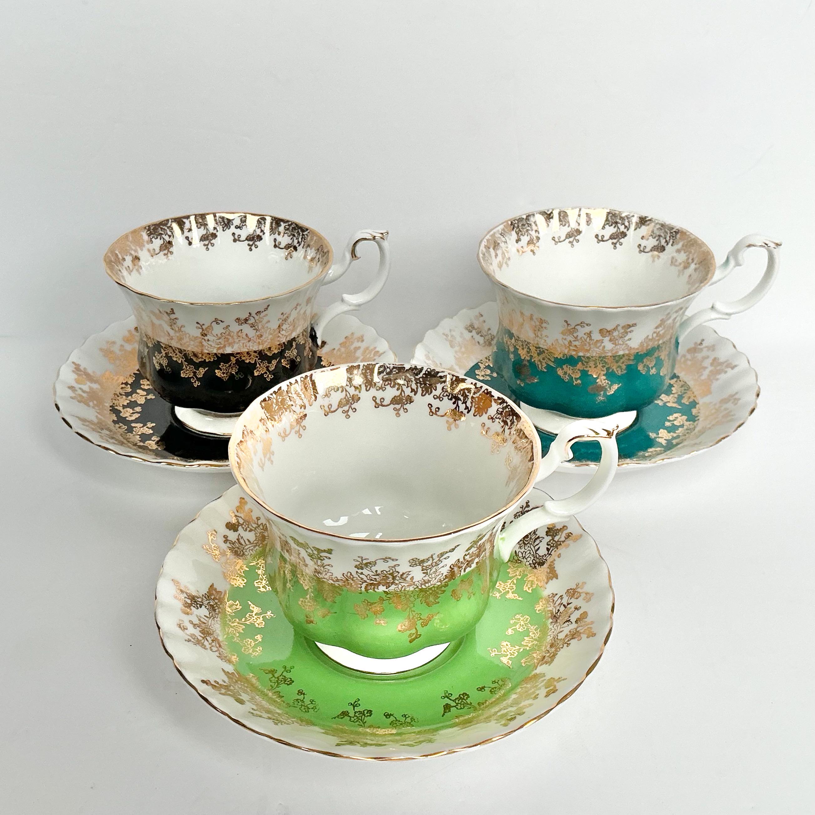 Royal Albert Tea Cup & Saucer: Regal Series, Teal Yellow Green - Etsy