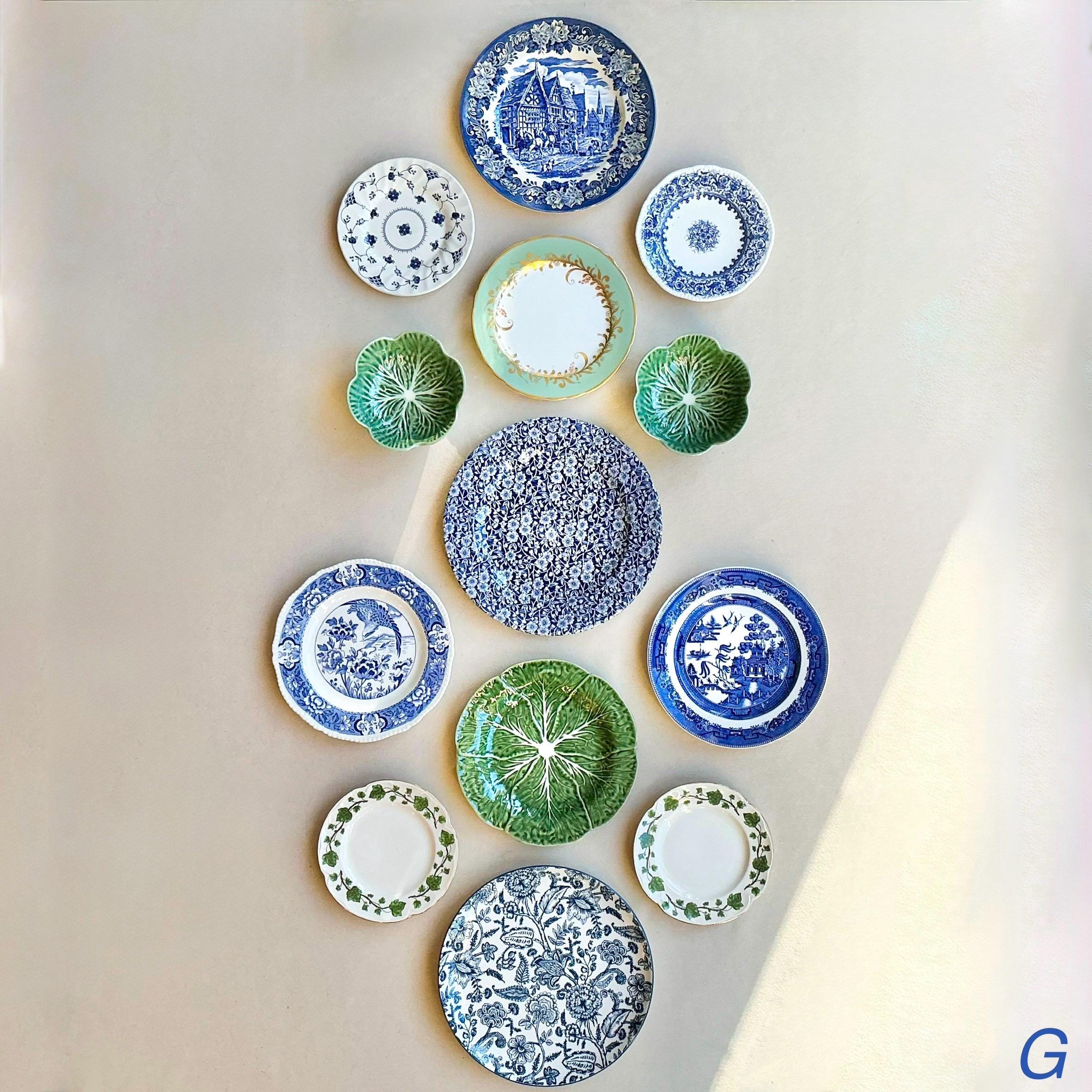 Green Blue Vintage Plates - Etsy