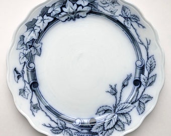 Antique Flow Blue Transferware Platter: Rose & Ivy, Brown-Westhead Moore