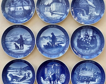 Assiette de Noël vintage Royal Copenhagen : Porcelaine bleue danoise (1972-1995)