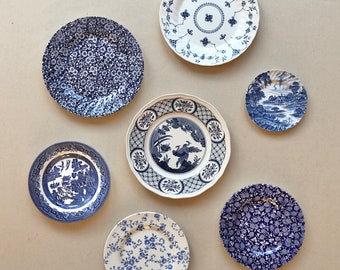 Gallery wall / displaying / cabinet plate / plates. Blue and white transferware plates. Wall decor plates