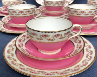 Aynsley Bone China Saucers (7880 Turquoise) - Set of 8 - England