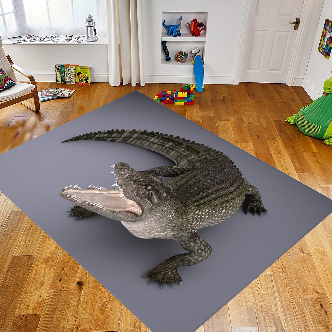 3D Crocodile Rug, Crocodile Rug, Boy Room Rug, Kids Room Rug, Gift for ...