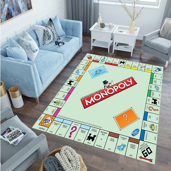 Board Game Rug,Monopoly Game Rug, Kids Rug,Boy Room Rug,Gift Rug,Gift For Her,Gift For Him,Game Rug,Saloon Rug,Home Decor,Housewarming Gift