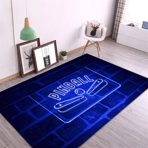 Pinball Playfield Rug: 3D Neon Game Room Decor