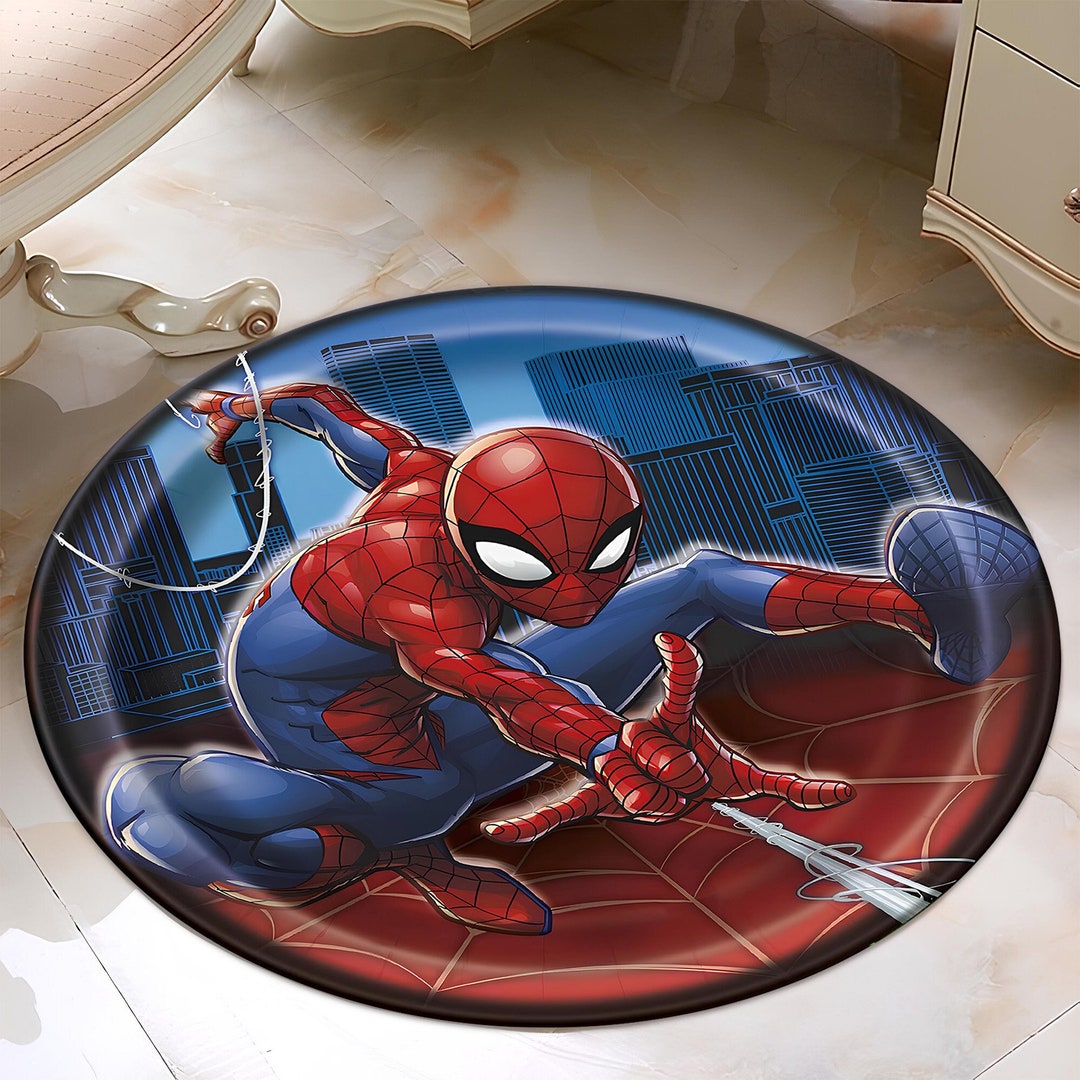 Round Spiderman Rug,art Rug,modern Rug,living Room Rug,area Rug ...