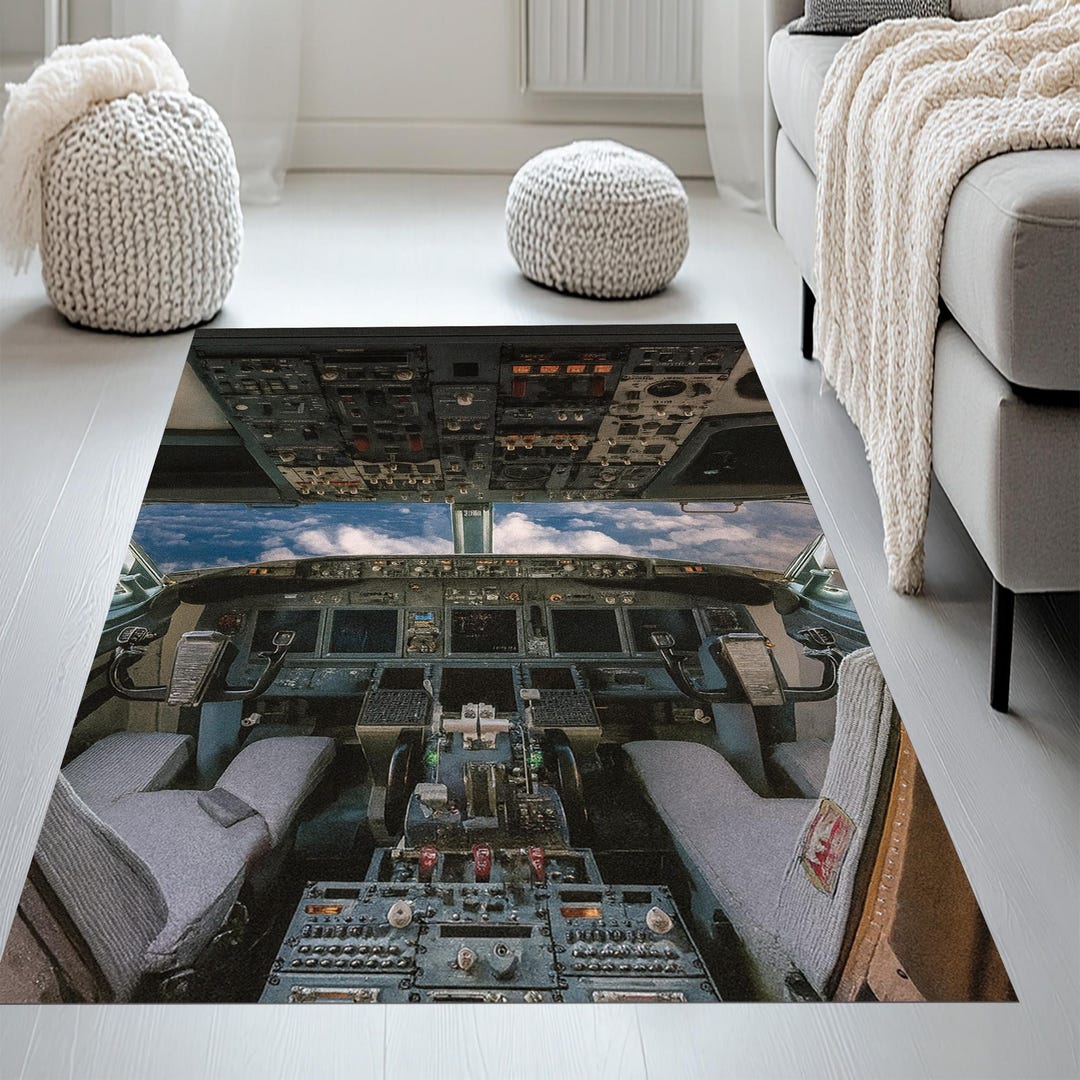 Airplane Cockpit Rug: Aviation Enthusiast Home Decor - Etsy