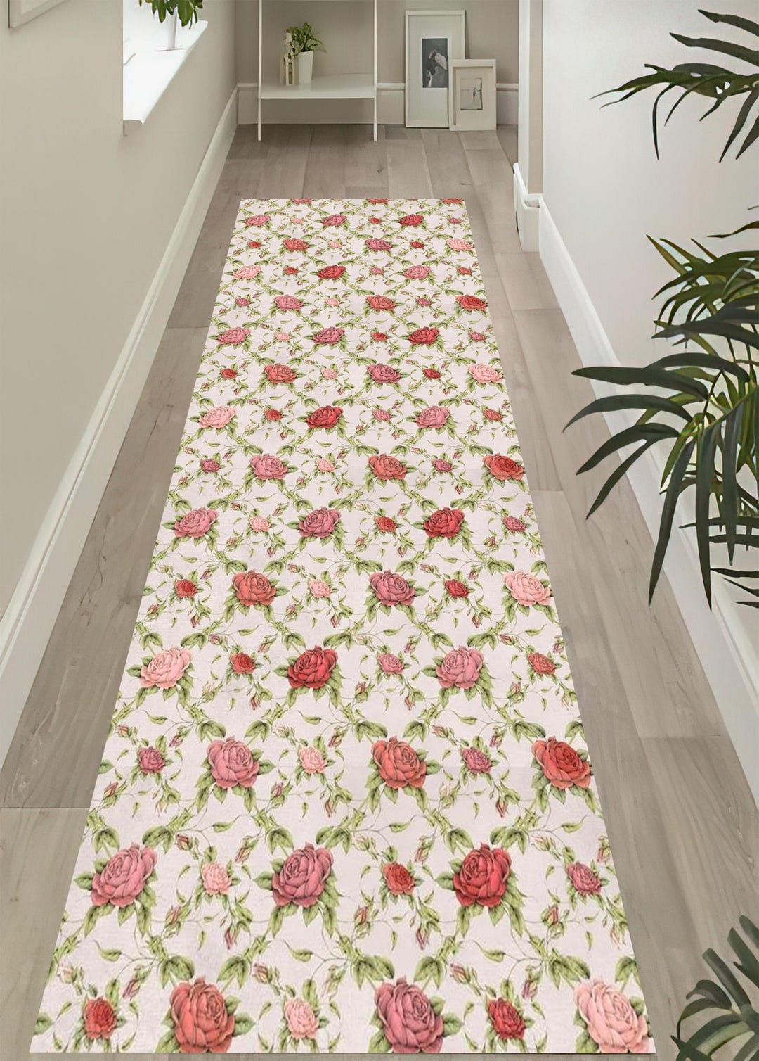 Pink Rose Pattern Rug: Soft Floral Area Rug, Feminine Decor - Etsy