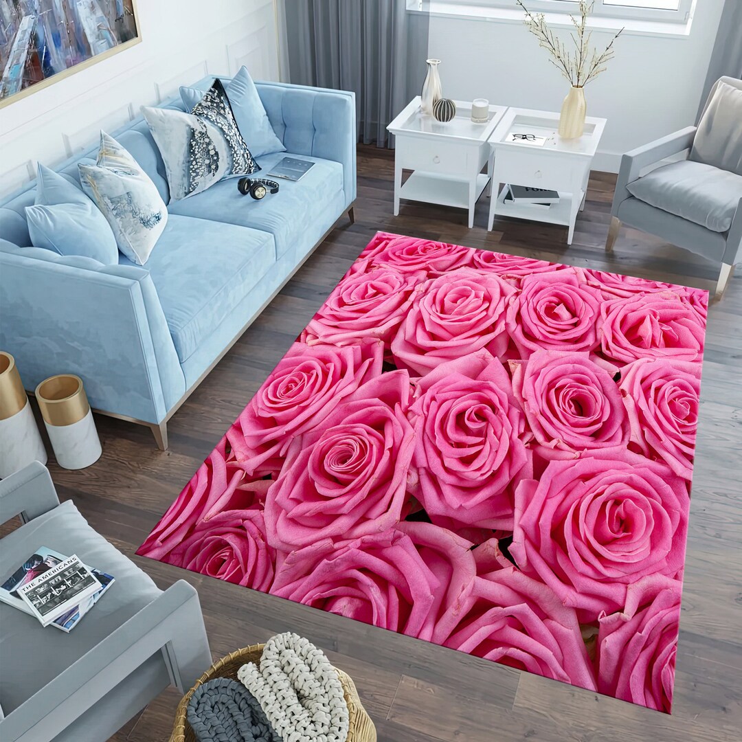 Pink Rose Rug,illusion Rug,abstract Rug,theme Rug,for Living Room Rug ...