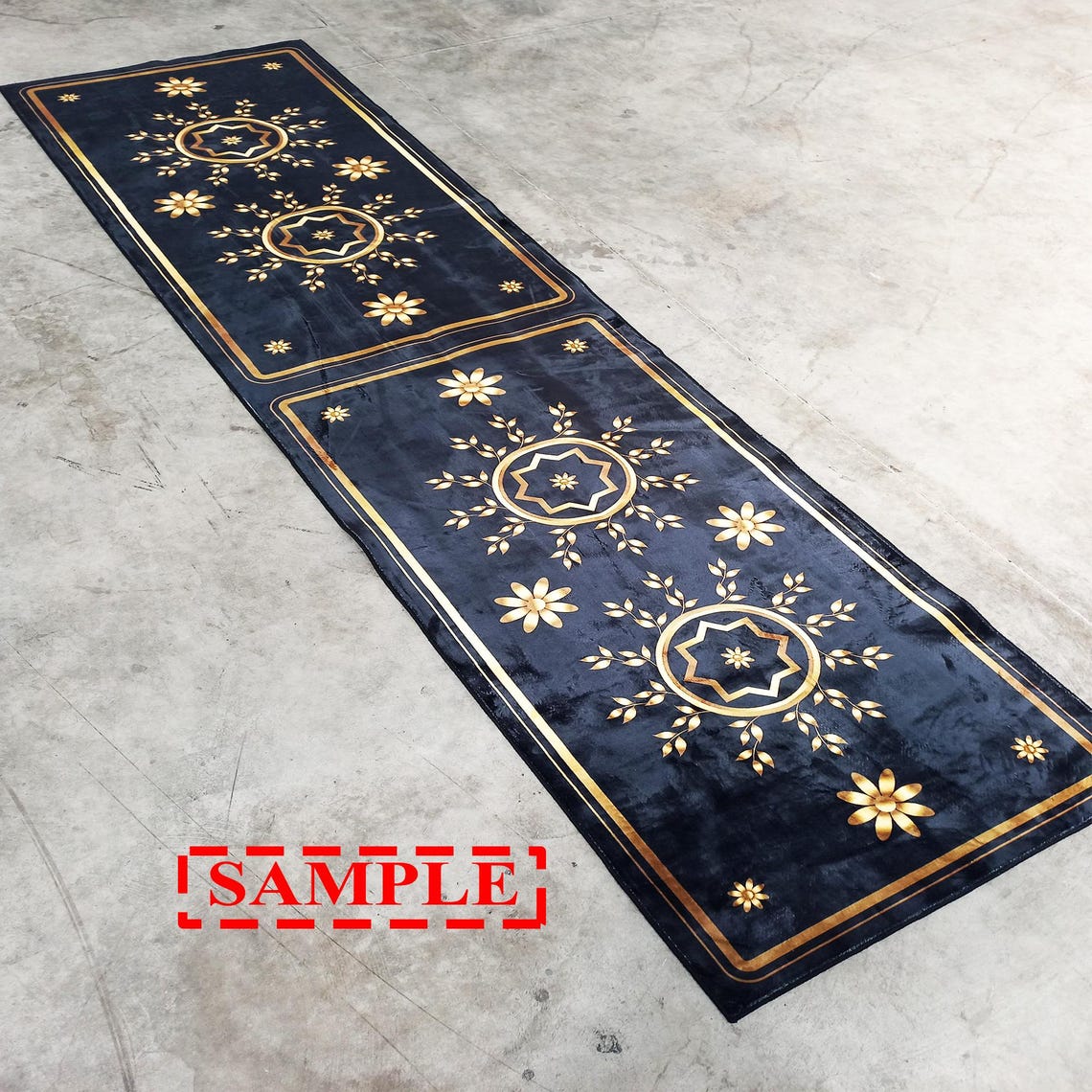 Christmas Gold Snowflake Rug: Red Runner Carpet, Elegant Holiday Design ...