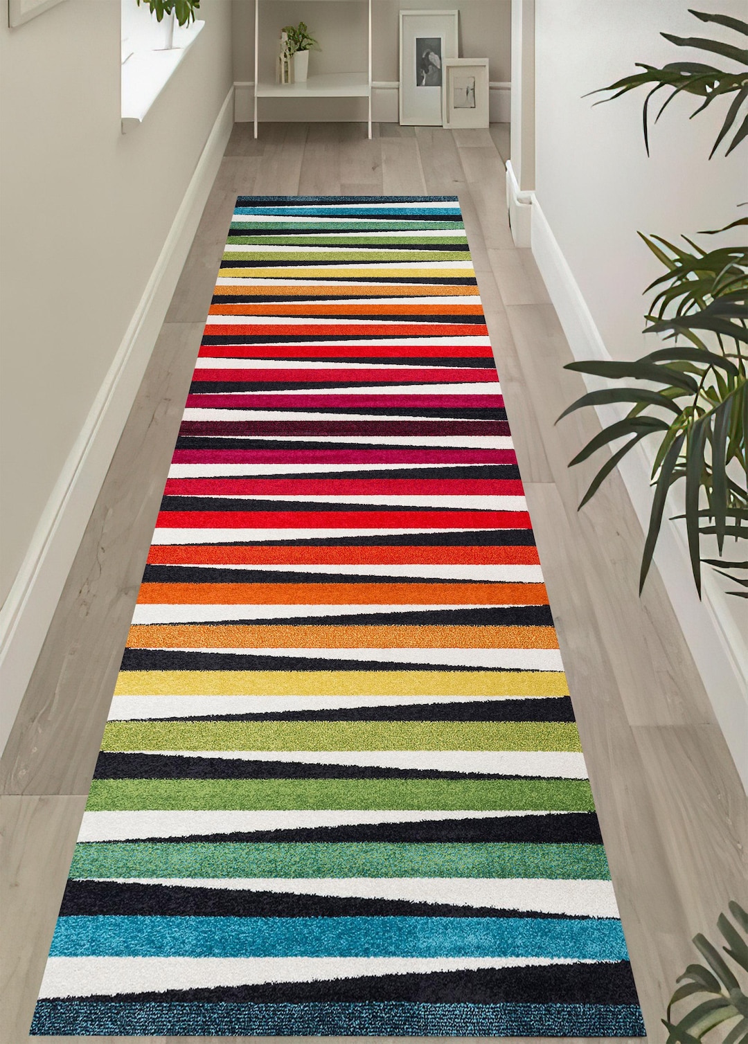 Colorful Hallway Runner Rug: 3D Print Cotton Woven, Non-slip - Etsy