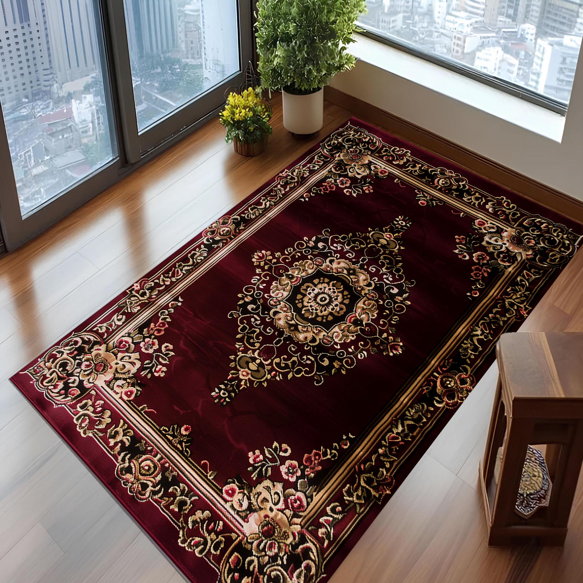 Grand Tapis Marocain Berbère Fait Main – Bordeaux Foncé, Laine 100% – 5,2 X 7,6 Pieds (The Modern Rug 2000, TMR-001)