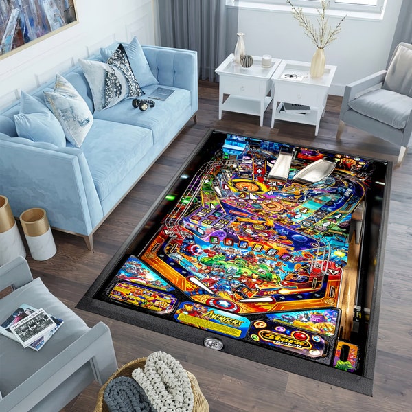 Tapis de terrain de jeu de flipper, tapis de flipper, tapis cool, tapis de chambre pour enfants, tapis de ventilateur, pour tapis de salon, tapis de sol antidérapant, décoration intérieure, cadeau de pendaison de crémaillère