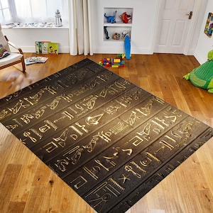 Altägyptischer Teppich, Ägypten Muster Teppich, Geschenk für Sie, Wohnkultur, personalisiertes Geschenk, Thementeppich, Geschenkideen, Teppich, 3D-Teppich