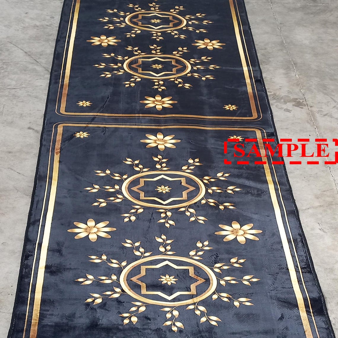 Christmas Gold Snowflake Rug: Red Runner Carpet, Elegant Holiday Design ...