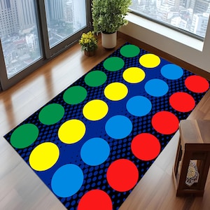 Washable Twister Game Room Area Rug,Twister Rug,Anti-Slip Twister Rug,Twister Designed Rug,Twister Art Rug,Twister Playmat,Twister Gift Rug