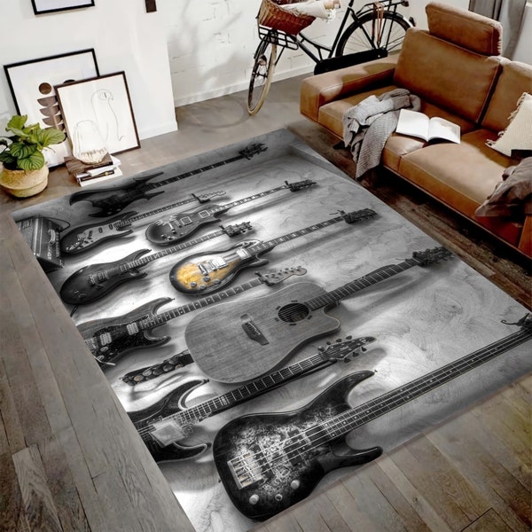 Guitar Design Rugs, Music Rug,Fan Rug, Area Rug, Popular Rug, Modern Rugs, For Living Room,Salon Decor,Personalized Gift,3D Rug,Home Decor,