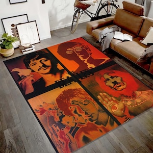 The Beatles Rug, The Beatles Gift, For Living Room Rug, Fan Rug, Area Rug, Non Slip Floor Rug, Teen&#39;s Rug, Kids Room Rug, Music Rug, 3D Rug
