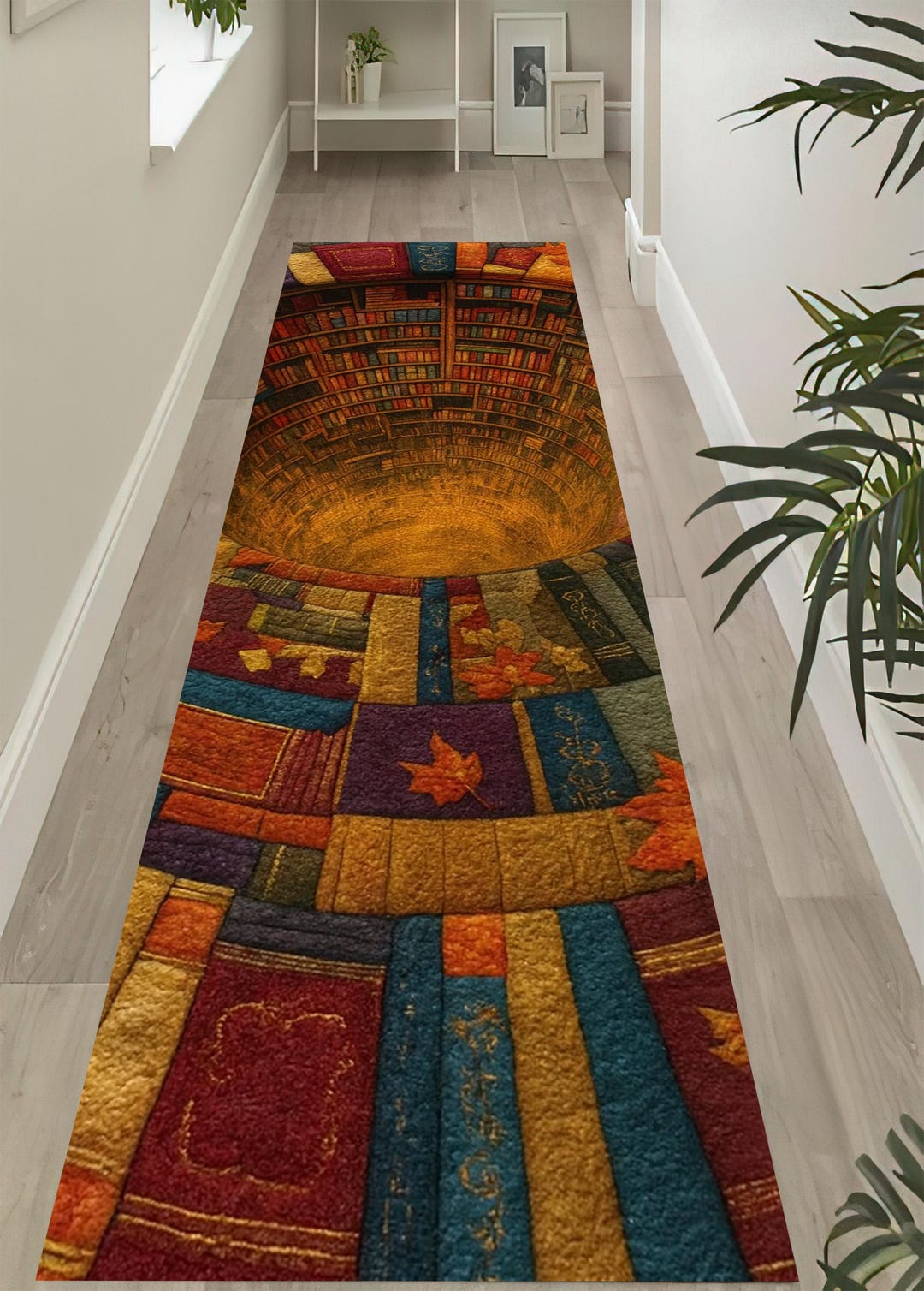 Literary Rug Book Library Illusion Rug: Colorful Bookshelf Carpet, Deep Hole 3D ...