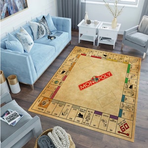 Monopoly Board Game Rug: Kids Room Decor, Gamer Gift