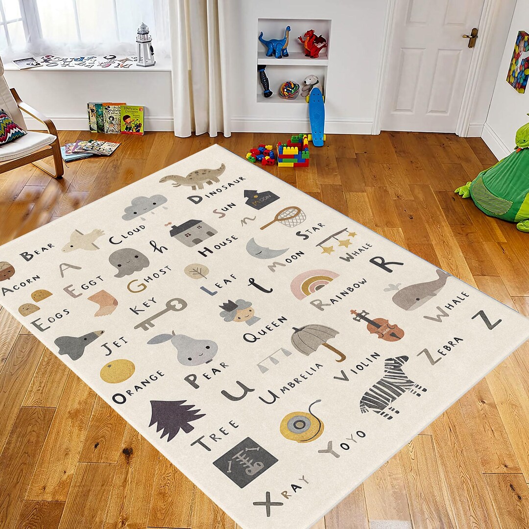 Alphabet Kids Rug: ABC Animal Letters, Learning Playroom Decor - Etsy