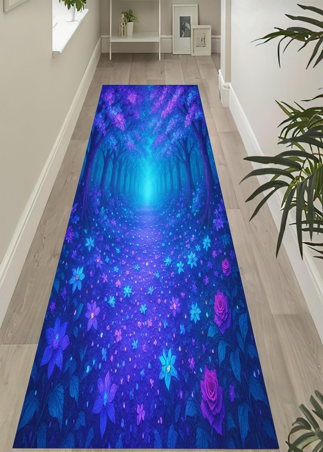 Magical Forest Rug Fantasy Forest Rug: Blue Purple Flower Glow Path Accent - Etsy