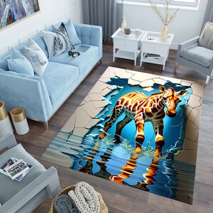 3D Giraffe Area Rug: Kids Room Decor, Animal Print Carpet