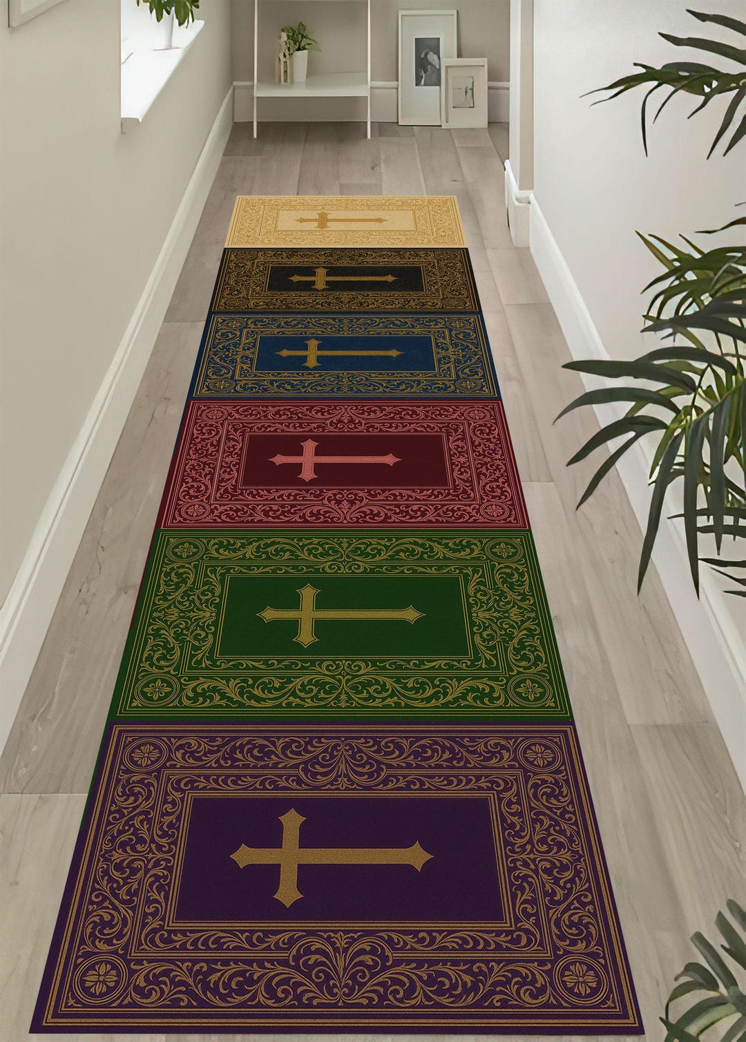 Baroque Cross Runner Rug: Multi-color Embroidered Accent - Etsy