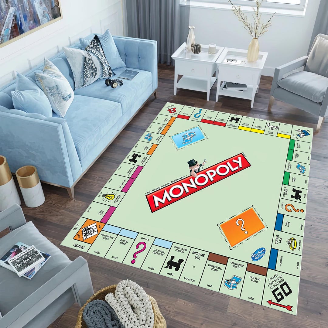 Monopaly Rug Monopoly Game Rug: 3D Digital Print Cotton Woven Rug - Etsy