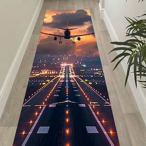 Tappeto Runner Plane, Tappeto con motivo aereo, Tappeti con decorazioni aereo, Tappeto con sagome aeree, Tappeti per cabina di pilotaggio, Tappeto con motivo aereo, Tappeto con decollo aereo, Tappeto aereo