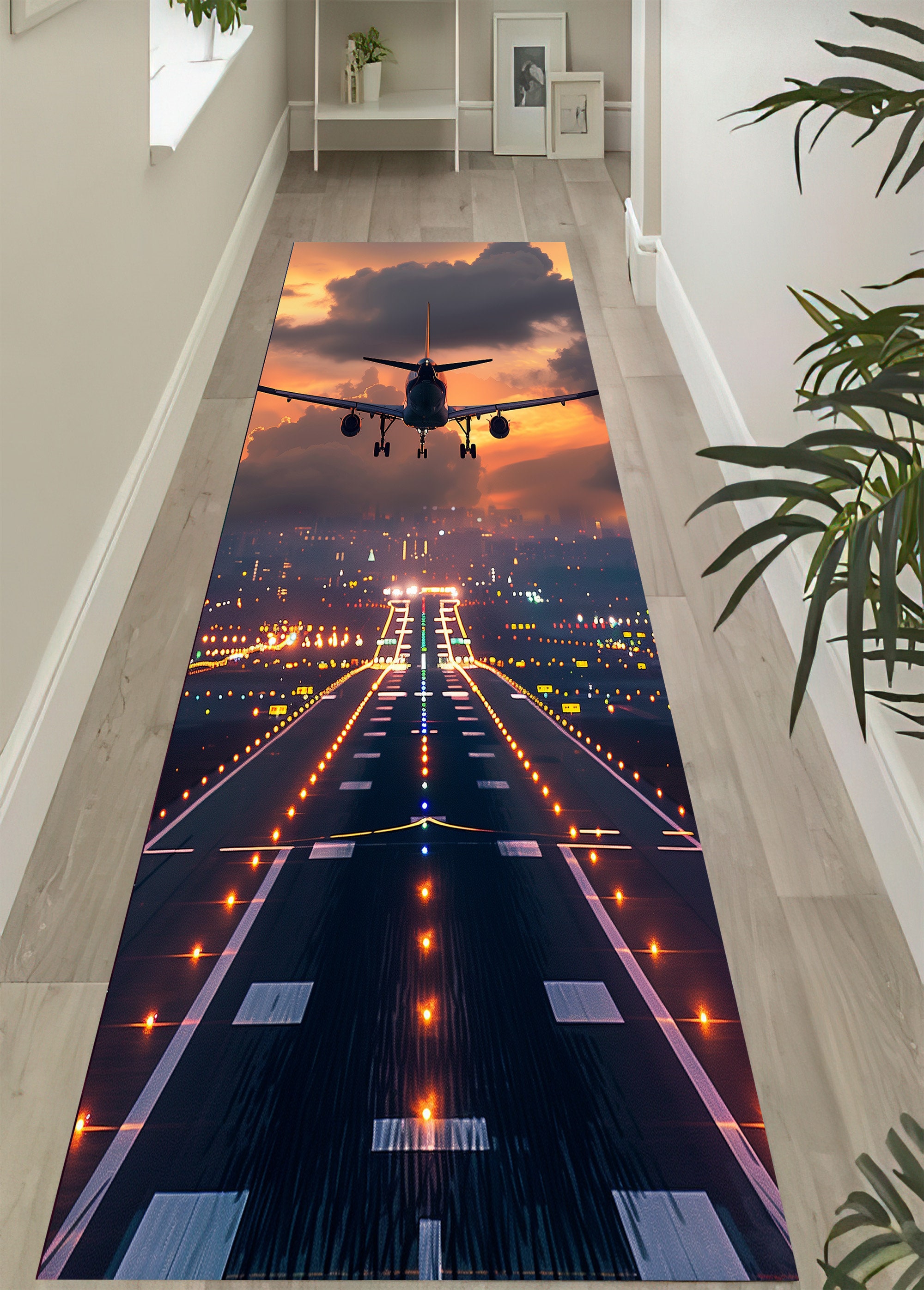 Overhead View Throw Rug Airplane Runway Runner Rug: Aerial View, Non-slip Cotton Base - Etsy