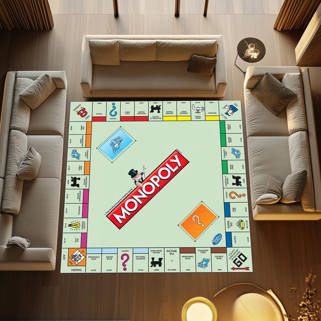 Monopaly Rug Square Monopoly Game Rug: Kids Room Decor - Etsy
