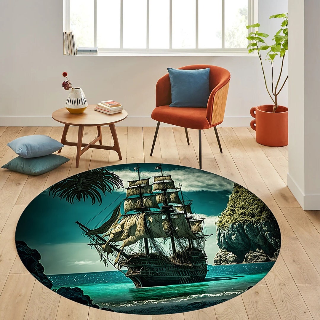 Ship Rug, Ship Art Rug, Sea Art Rug, Cool Rug, for Living Room Rug