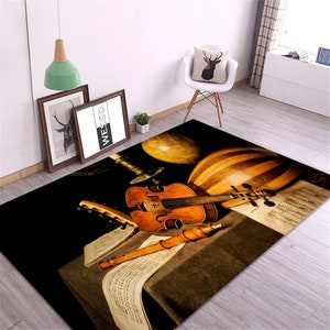 Violin Design Rug: 3D Music Room Decor