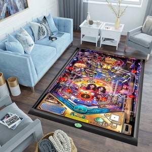 Pinball Playfield Rug: 3D Digital Print Game Room Decor