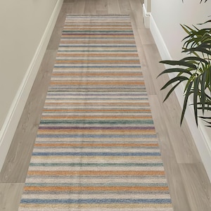 Colorful Striped Runner Rug: Bohemian Modern Hallway Decor