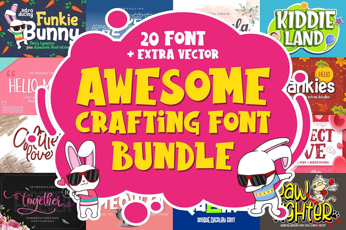 Crafting Font Bundle: 20 Fonts + Vectors (digital Download) - Etsy