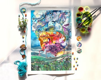 Howl's Moving Castle Watercolor Fanart Print