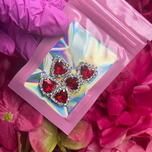 qiipii 32 Pcs Heart Nail Charms Crown Charms for Nails 3D Heart Planet Nail Gems Kawaii Love Nail Charms Crystal Clear Diamond Alloy Nail Art Jewelry Nail