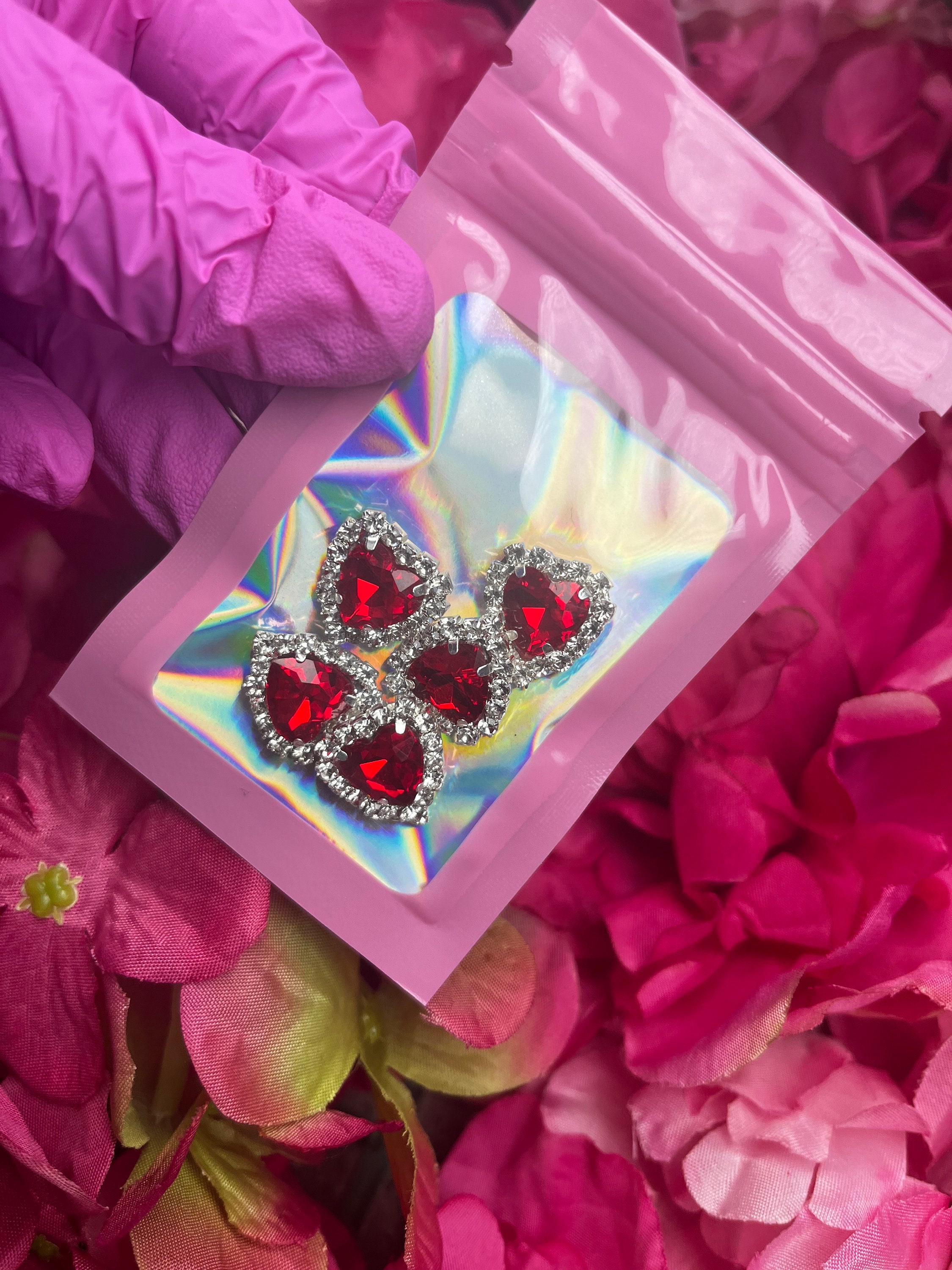 Water Light Heart-shaped Nail Charms Gems Nail Drills Nail Art Decoration  Sweet