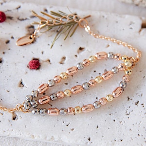 Tricolor Ball Bead Chain Stainless Steel Bracelet