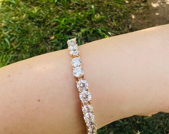 Swarovski Crystal Diamond Rose Gold Plated Tennis Bracelet
