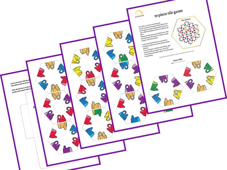 Printable Hexagon 19 Tile Puzzle Game With Cup Pattern - Etsy