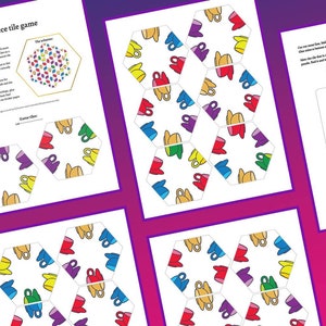 Printable Hexagon 19 Tile Puzzle Game With Cup Pattern, Printable Game ...