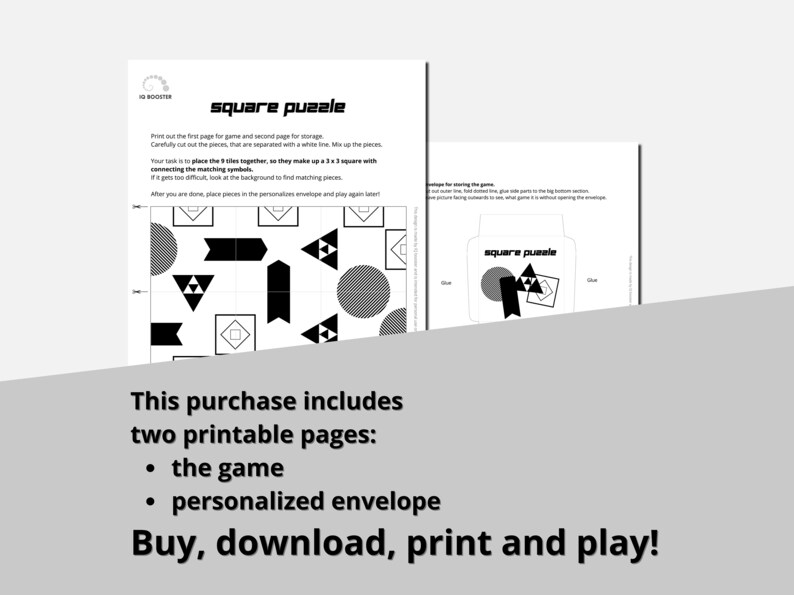 Printable Puzzle 3x3 Black and White Prints, PDF Instant Download With ...