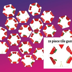 Printable Hexagonal Tile Puzzle With Red Fruits and Berries, Logic ...