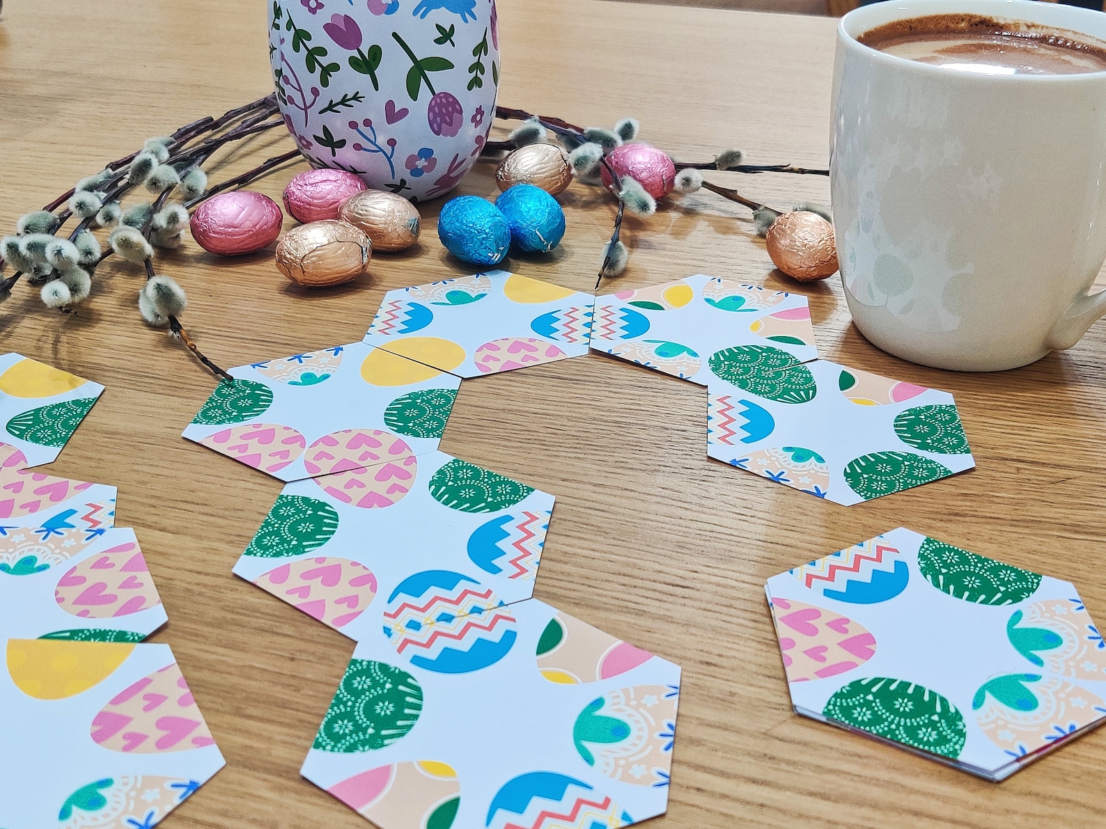 Hexagonal Easter Egg Puzzle, Printable Easter Games, Easter Gifts for ...